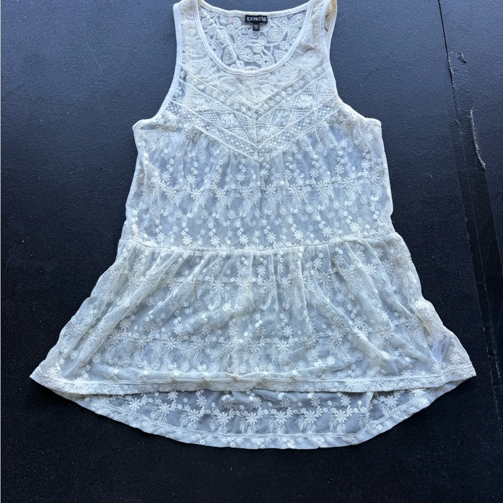 Express White Lace Tunic Top
